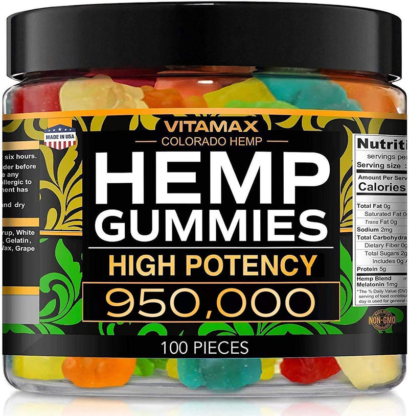 Vitamax Hemp Gummies - Great for Peace, Rest & Relaxation - 950,000 - Natural Fruit Flavors Tasty Relief – Made in USA – Relaxing Gummies – 100ct - NewNest Australia
