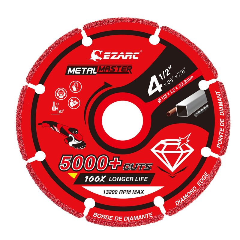 EZARC Diamond Cutting Wheel 4-1/2 x 7/8 Inch for Metal, Cut Off Wheel with 5000+ Cuts on Rebar, Steel, Iron and INOX - NewNest Australia