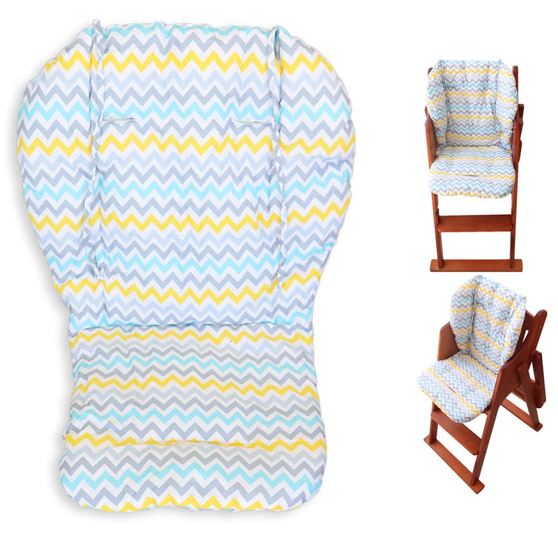 Twoworld High Chair Cushion, Large Thickening Baby High Chair Seat Cushion Liner Mat Pad Cover Breathable (Wavy Stripes) Blue Wavy Stripes - NewNest Australia