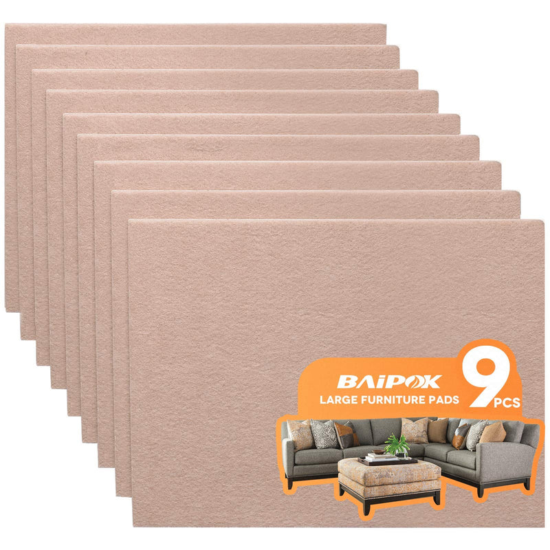 BAIPOK Furniture Pads 9 Pack 8 in x 6 in x 1/5 in Premium Felt Furniture Pads Self Adhesive, Cuttable Furniture Felt Pads Beige, Anti Scratch Floor Protectors for Furniture on Hardwood Floor - NewNest Australia