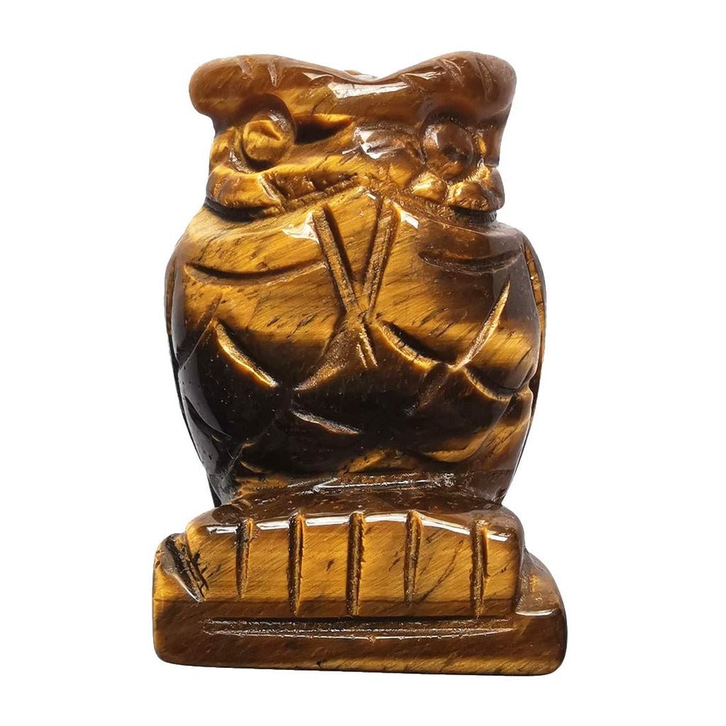 NewNest Australia - Loveliome 2.0" Natural Tiger's Eye Owl Bird Sculpture Statue Crafts Healing Reiki Pocket Stone Figurines Decor 