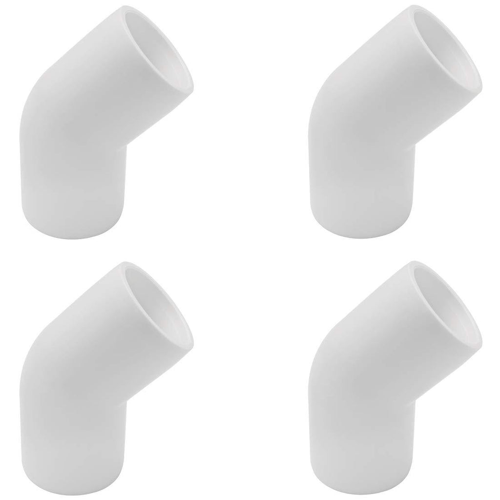 SDTC Tech 4-Pack 3/4" 45 Degree Elbow PVC Fitting Furniture Grade Pipe Connector for DIY PVC Shelf Garden Support Structure Storage Frame 4 Pack - NewNest Australia