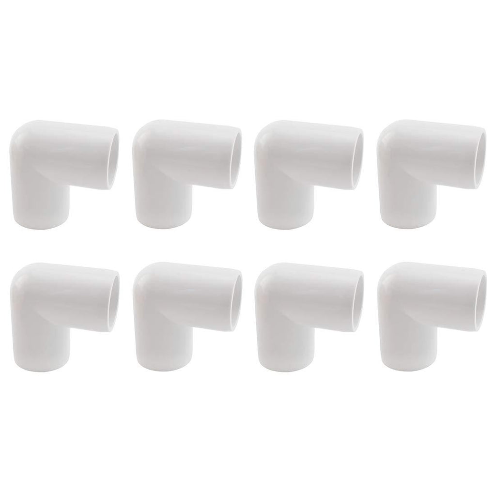 SDTC Tech 8-Pack 3/4 Inch 90 Degree Right Angle PVC Fitting Elbow Furniture Grade Pipe Connector for DIY PVC Shelf Garden Support Structure Storage Frame, White - NewNest Australia