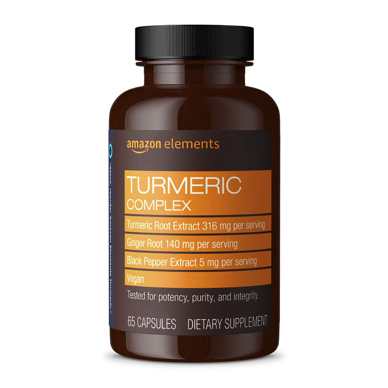 Amazon Elements Turmeric Complex, 316 mg Curcumin, 140 mg Ginger, 5 mg Black Pepper - Joint & Immune System, Healthy Inflammation Response - 65 Capsules (2 month supply) - NewNest Australia