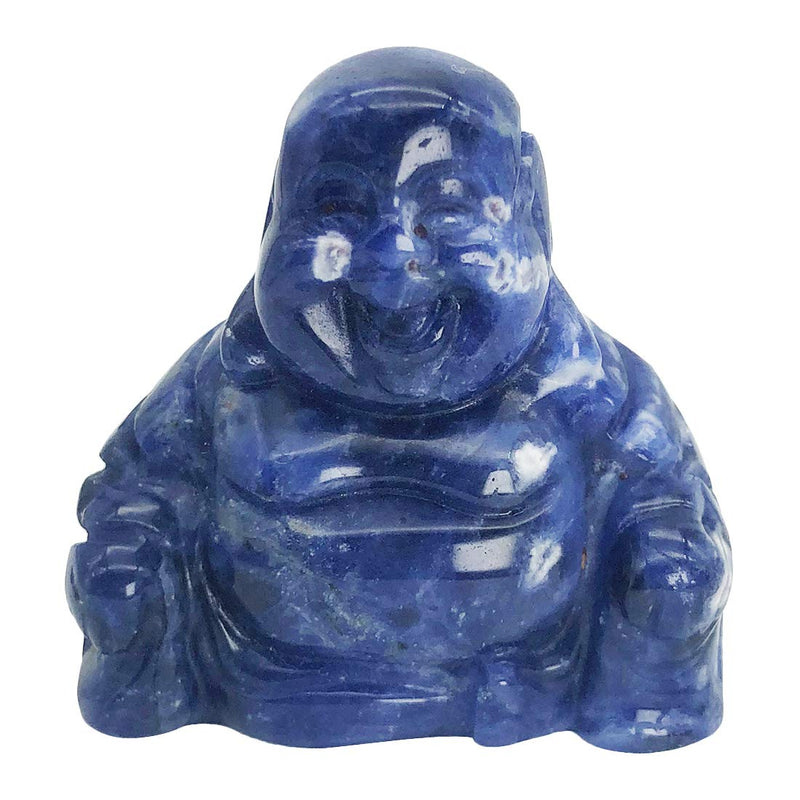 NewNest Australia - favoramulet Handcarved Stone Maitreya Laughing Happy Buddha Statue, Healing Crystal Pocket Figurine Sculpture Decoration 1.5" Tall, Sodalite 