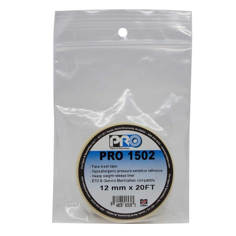 Pro 1502 Self-adhering Face Mask Tape 1/2in (12mm) x 20ft Clear Double Coated Medical, Direct-to-Skin, Fabric to skin. skin friendly adhesive, fluid resistant, Easy to apply, Can reposition/reapply - NewNest Australia