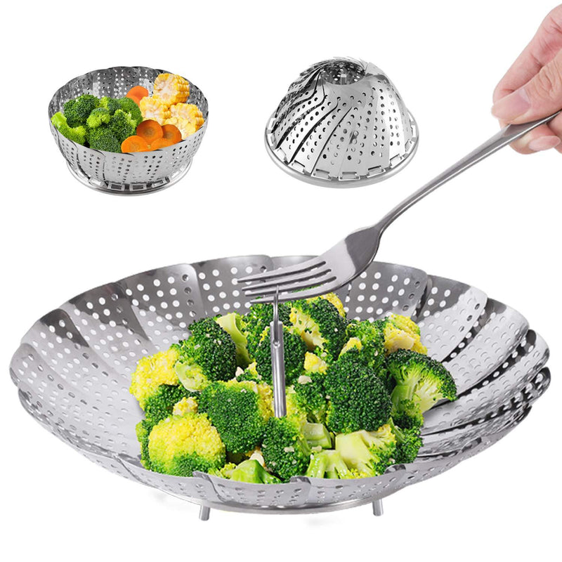 Steamer Basket Stainless Steel Instant Pot Accessories for Food and Vegetable, Zocy Premium Expandable Steam Basket to Fit Various Size Pots Medium (6.1" to 10.5")) Medium (6.1" to 10.5") - NewNest Australia