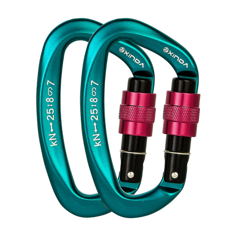 XINDA Screwgate Locking Carabiner Clip - Professional Rock Climbing Carabiner Screw Lock,Heavy Duty Carabiners for Climbing,Mountaineer,Hammock,Camping,Outdoor Equipment 2 pcs Green - NewNest Australia