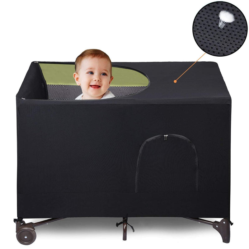 LLYWCM Crib Blackout Cover - Pack and Play Travel Crib Canopy - Stretchy Breathable Baby Netting Cover/Tent for Indoor or Outdoor Portable Playard to Sleeping or Play - NewNest Australia