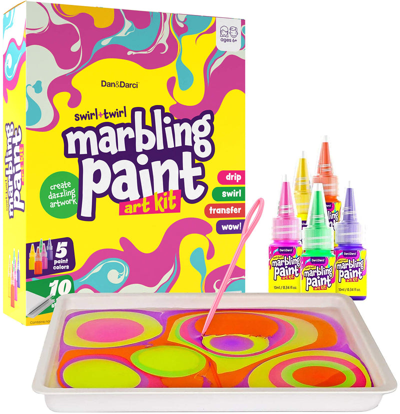 Marbling Paint Art Kit for Kids - Arts and Crafts for Girls & Boys Ages 6-12 - Craft Kits Art Set - Best Tween Paint Gift Ideas for Kids Activities Age 4 5 6 7 8 9 10 Year Old - Marble Painting Kits - NewNest Australia