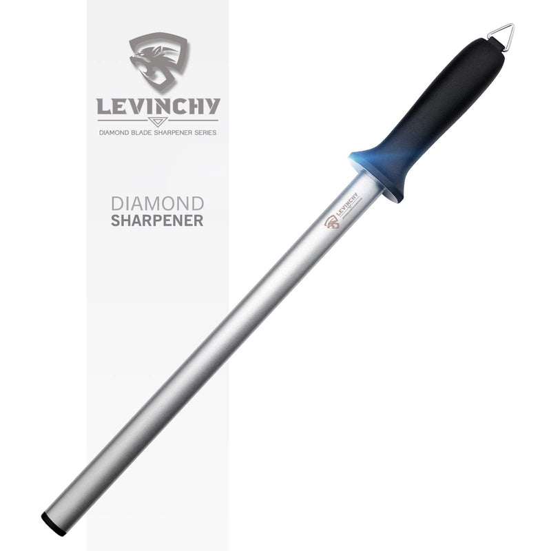 LEVINCHY Diamond Knife Sharpening Steel 12 inch, Professional Diamond coating Honing Steel, Premium Diamond Knife Sharpener Rod for all knives, Lightweight & Durable - NewNest Australia