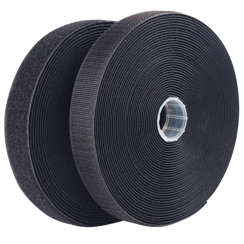 LLPT Sew On Hook and Loop Tape Extra Industrial Strength Nylon Fabric 1 Inch x 33 Feet Each Roll No Adhesive Hook Loop Strip for Sewing on DIY Cloth Shoe Curtain Bag Sport Gears Color Black (NHTB33) 1" x 33 Ft - NewNest Australia