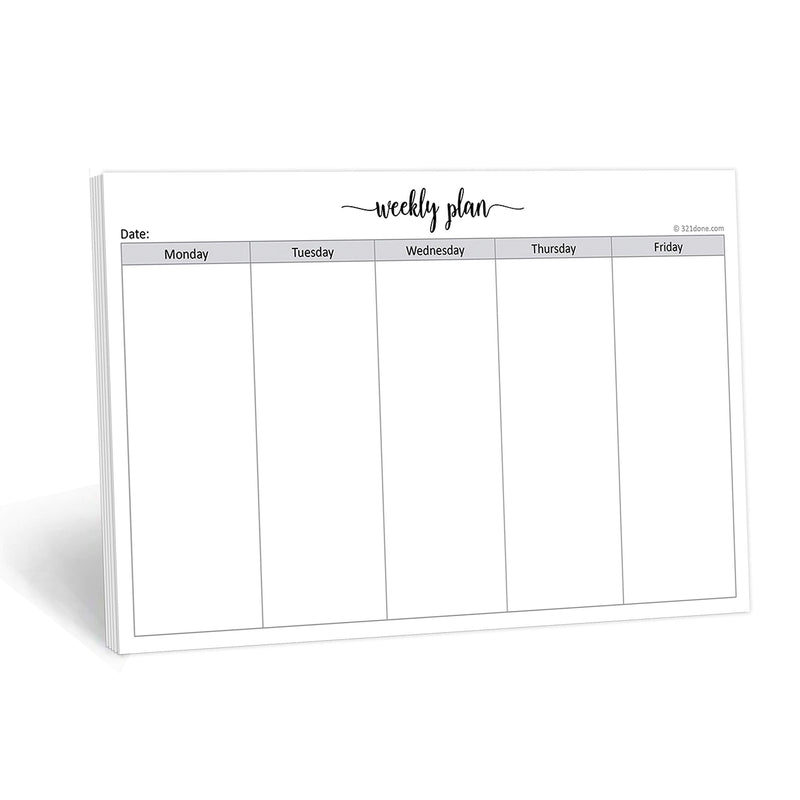321Done Weekday Planning Notepad (8.5" x 5.5") Small 50 Sheets for Work Week – Monday through Friday M-F Planner Weekly Days of Week Paper Memo Note Pad, Planner Organizing - Made in USA - Simple Half Size (5.5" x 8.5") 5 Days M-F - NewNest Australia