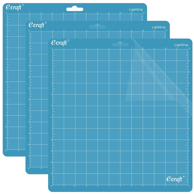 Ecraft LightGrip Cutting Mat for Silhouette Cameo 3/2/1: 12X12inch Adhesive&Sticky Flexible Square Gridded Blue Quilting Cut Mats Replacement Accessories for Silhouette Cameo. Blue for Cameo 12X12 (3 pack) - NewNest Australia