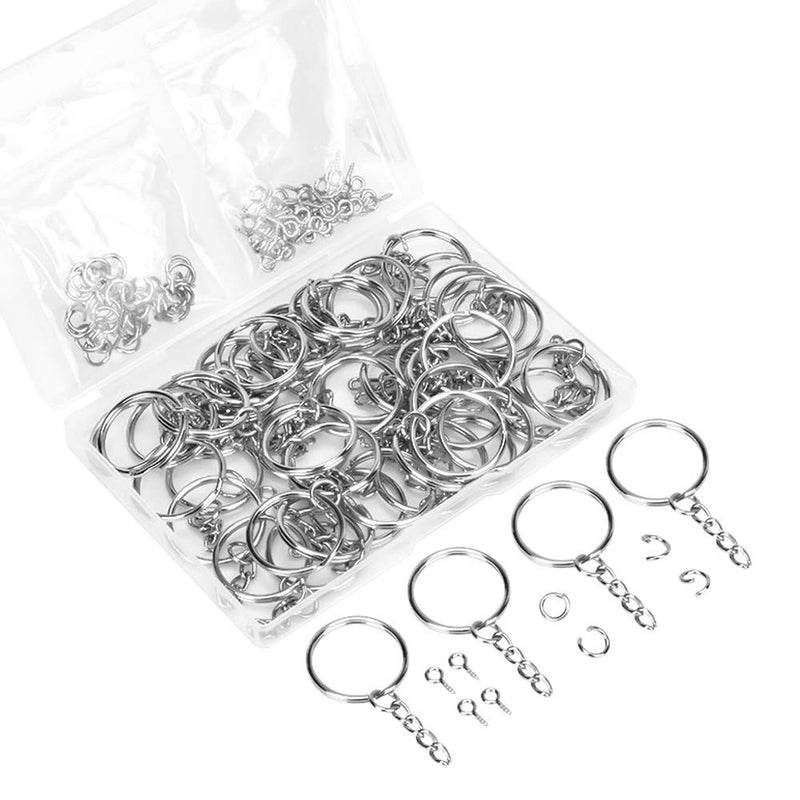 150PCS Key Chain Rings Kit, 1inch Key Chain Rings, Includes 50pcs Key Chain Rings with Chain, 50pcs Jump Ring and 50pcs Screw Eye Pins, for Crafts and Jewelry Making Key Chain Making Hardware Supplies - NewNest Australia