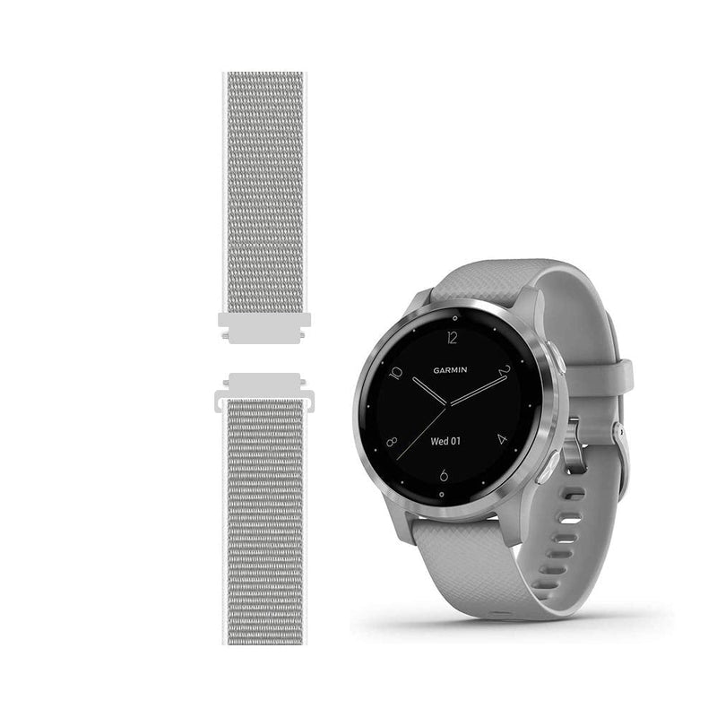Sport Mesh Strap Compatible with Garmin vivoactive 4S/Venu 2S Smartwatch Replacement Woven Nylon Wristband Quick Release 18mm (13#) Seashell Small (Fits 5.3"-6.7" wrists) - NewNest Australia
