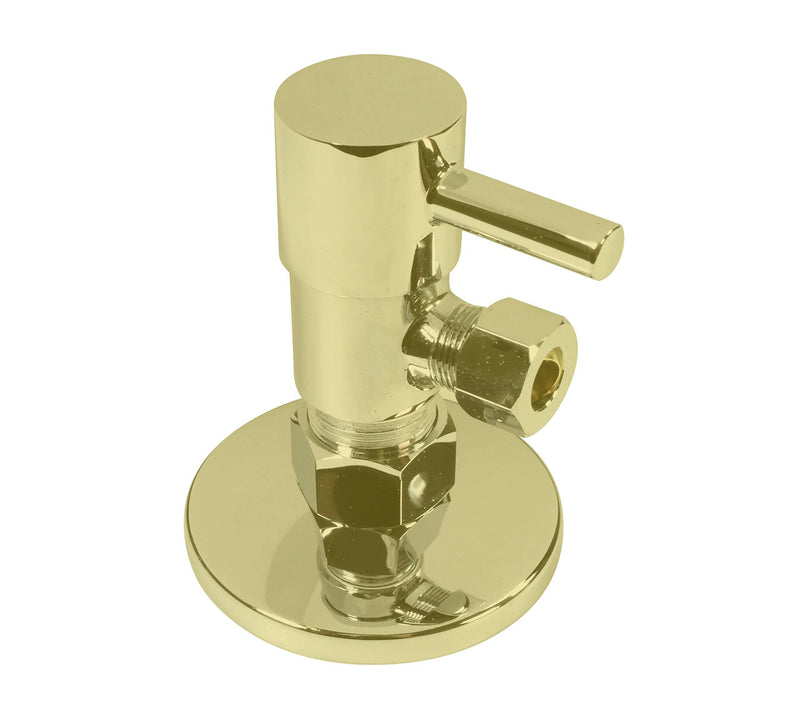 Westbrass D105QR-01 Round 1/4-Turn Angle Stop 1/2 copper x 3/8 comp, Polished Brass - NewNest Australia