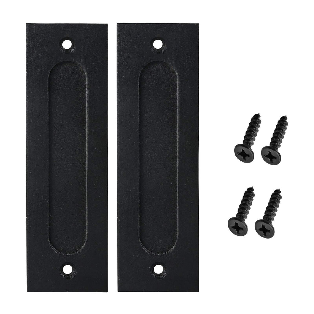 Fpz 2pcs 7 inch Running Black Sliding Barn Door Finger Pull Set | Heavy Duty Modern Simple Invisible Handle| with Flat Bottom Easy to Install barn Door Flush Handle Flush Door Pull 2 - NewNest Australia