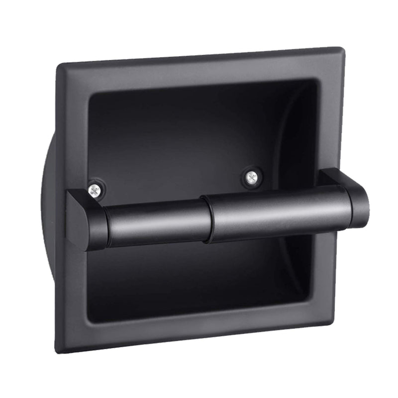 Black Recessed Toilet Paper Holder, Wall-Mounted Tissue Paper Holder Stainless Steel Toilet Paper Holder for Bathroom Accessories, Rear Mounting Bracket Included - NewNest Australia