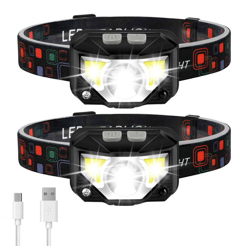 Headlamp Flashlight, LHKNL 1100 Lumen Ultra-Light Bright LED Rechargeable Headlight with White Red Light, 2-PACK Waterproof Motion Sensor Head Lamp, 8 Modes for Outdoor Camping Running Cycling Fishing - NewNest Australia