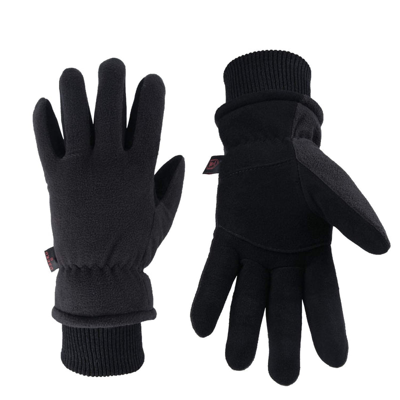 Winter Gloves -30°F Cold Proof Deerskin Suede Leather Insulated Water-Resistant Windproof Thermal Glove for Driving Hiking Snow Work in Cold Weather - Warm Gifts for Men and Women Denim-black Small - NewNest Australia