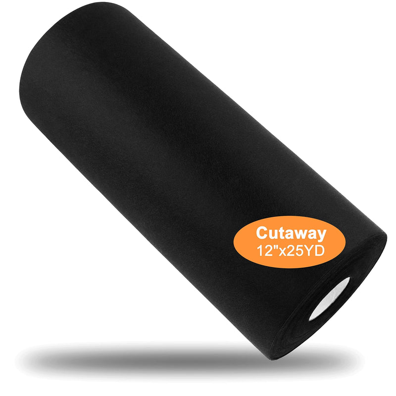New brothread Black Cut Away Machine Embroidery Stabilizer Backing 12" x 25Yd roll - Medium Weight 2.5 oz - 2 Options - Tear Away/Cut Away Cutaway - NewNest Australia