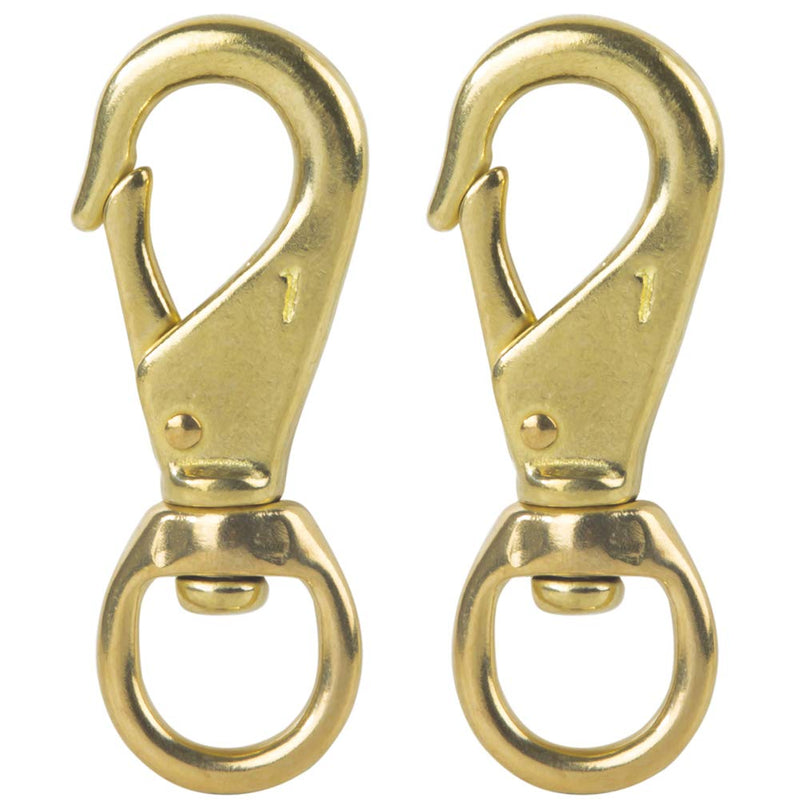 AOWESM 3-1/4" Brass Snap Hook 3/4" Swivel Eye - Solid Brass Clips #1 - Bags, Belting, Leashes, Straps, Luggage, Leathercarft (Pack of 2) - NewNest Australia