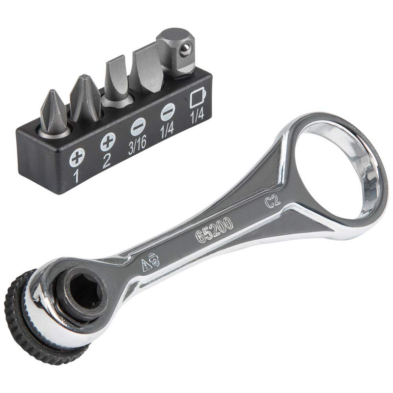 Klein Tools 65200 Ratchet Set, 5-Piece Mini Ratchet Set with Phillips, Slotted, and Adapter for Other Socket Sizes, For Tight Spaces - NewNest Australia