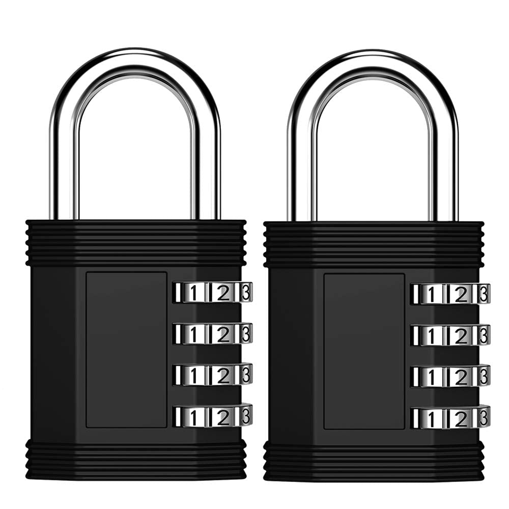 ZHEGE Combination Padlocks, 4 Digit Waterproof Lock for Gym, School Locker, Fence, Toolbox, Gate (Black, Pack of 2) Black - NewNest Australia