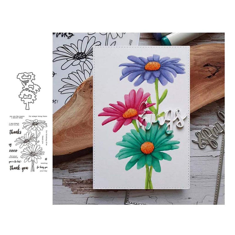Cute Chamomile Silicone Clear Stamp and Die Sets for Card Making, DIY Embossing Photo Album Decorative Craft - NewNest Australia