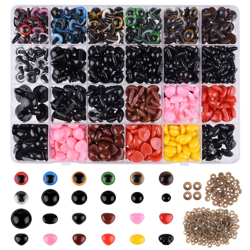 ASTARON 1028 Pcs Plastic Safety Eyes and Noses Kit with Washers for Doll Plush Animal Craft Making,Assorted Size - NewNest Australia