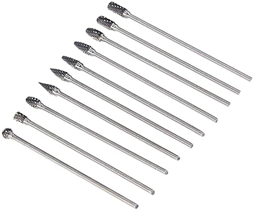 Yakamoz 10Pcs 3mm (1/8") Shank Long Double Cut Tungsten Carbide Burrs Rotary Files Diamond Burs Bit Set for Die Grinder Rotary Tool, 4-Inch Length - NewNest Australia