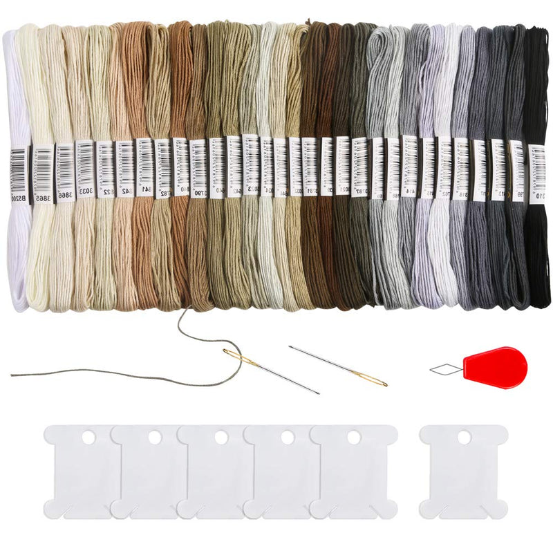 Pllieay 30 Skeins Black to White Gradient Grey Embroidery Floss, Cross Stitch Threads Friendship Bracelets Floss with 6 Floss Bobbins, 2 Embroidery Needles and Needle Threader - NewNest Australia