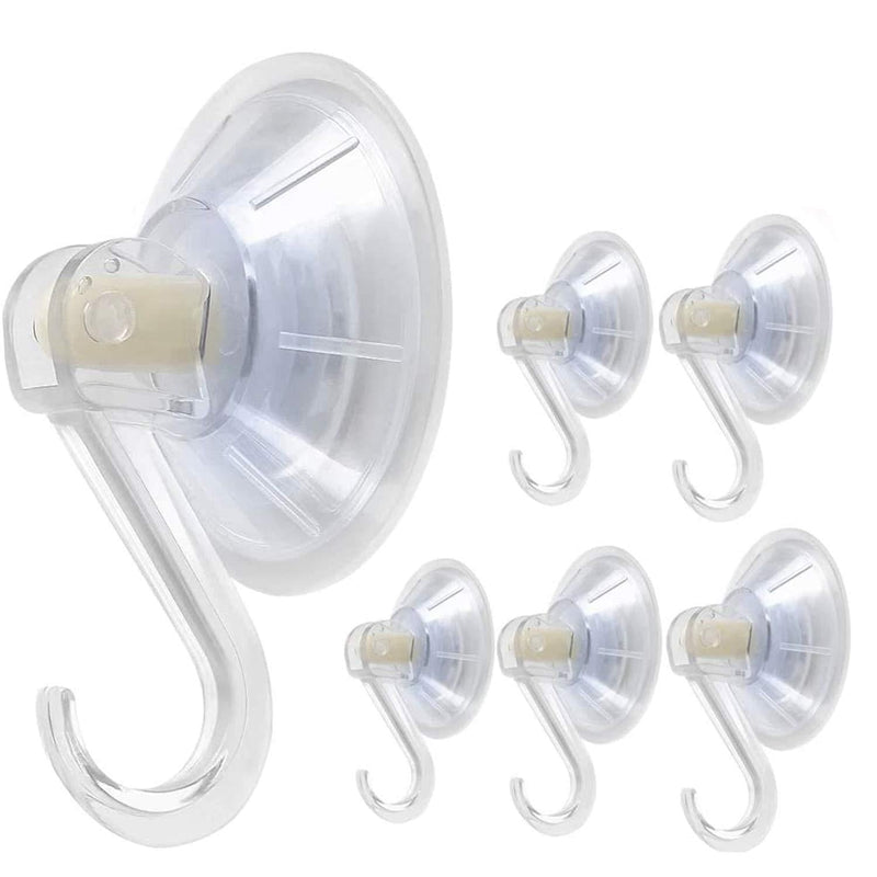 NewNest Australia - KRISMYA Clear Plastic Suction Cup Hook,6 Pack Ultra Heavy Duty Hooks Strong Power Lock Hooks Vacuum Traceless Hooks Smooth Waterproof Oil-Proof Wall Shower Kitchen Window Bathroom Holder 