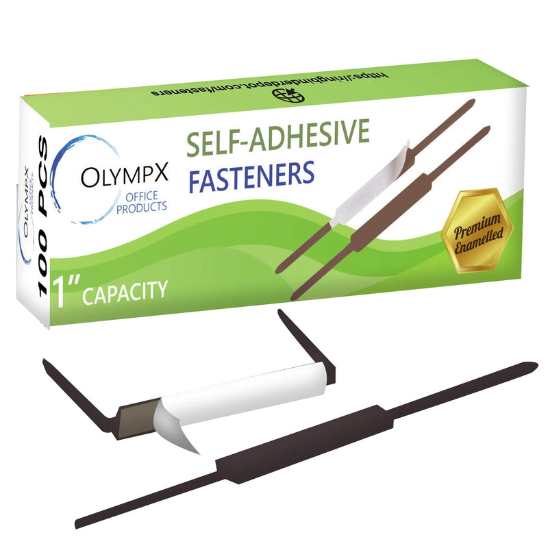 OLYMPX 100 Pcs of 1” Capacity Premium Self Adhesive Prong Paper Fastener Bases, 2.75 Inch Center for Paper File Clip Folder Accessories, 100 per Box - NewNest Australia