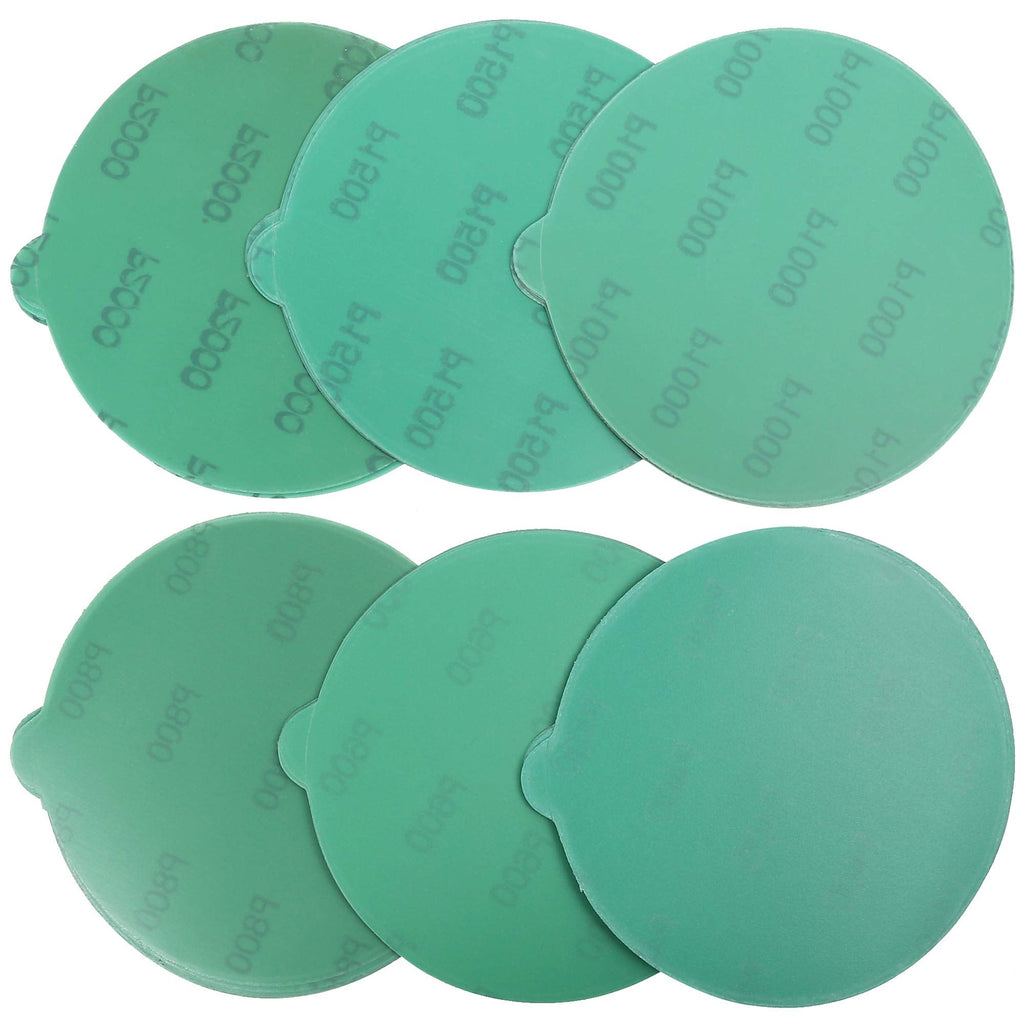 LotFancy 6 Inch PSA Sanding Discs with Tabs, 60PCS 400 600 800 1000 1500 2000 Grit Wet Dry Green Film Backed Sandpaper Assortment, Random Orbital Sander Fine Grit Sand Paper 400-2000 Grit, 60PCS - NewNest Australia