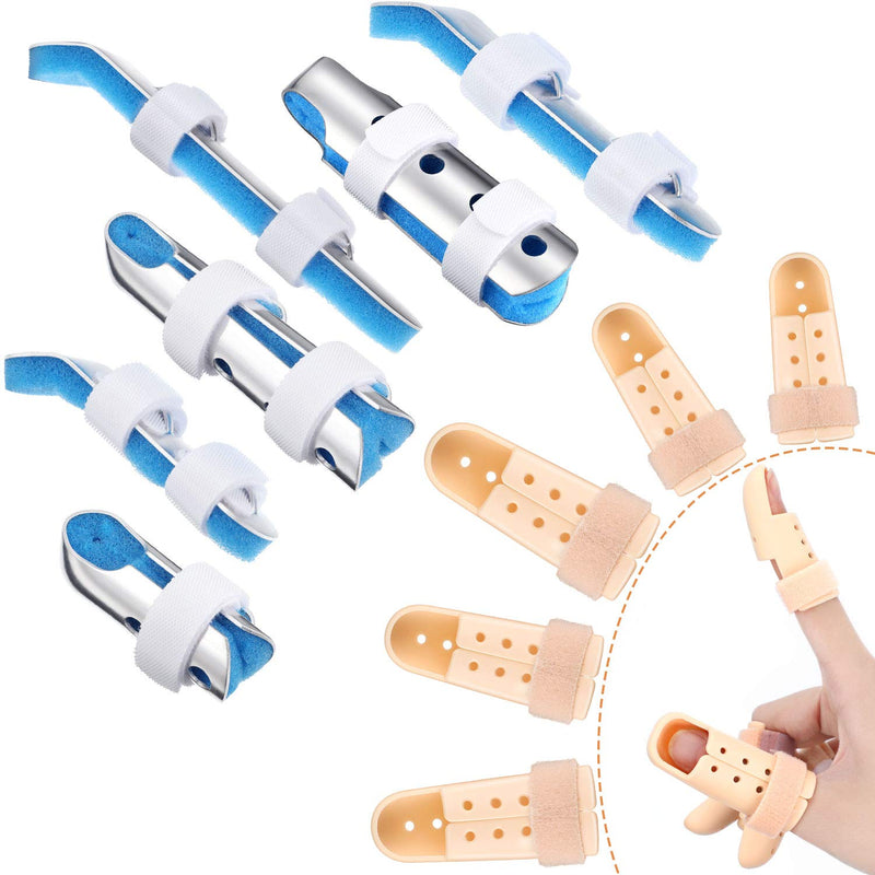 11 Pieces Finger Splint Set, Metal Finger Support Finger Knuckle Immobilization Plastic Mallet Finger Splint with Soft Foam Inner Band and Protective Vent for Adults Children, 3 Styles - NewNest Australia