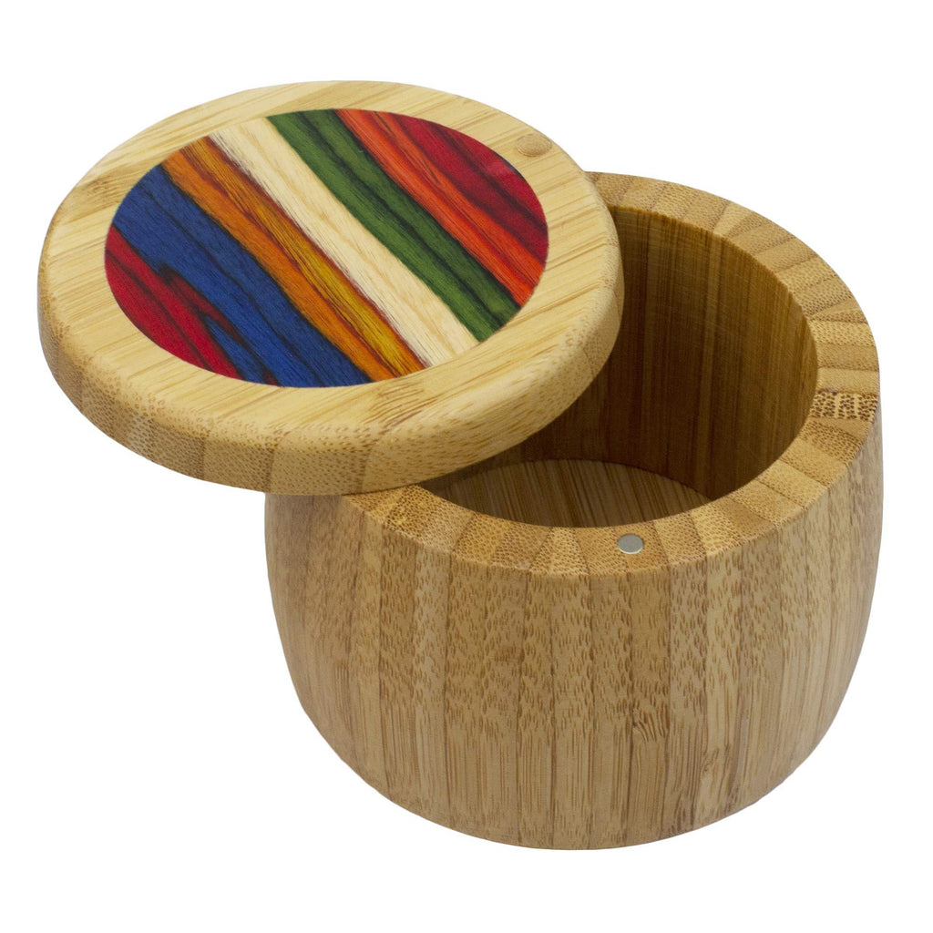 NewNest Australia - Baltique Marrakesh Collection Salt Cellar and Storage Box, Bamboo and Colored Birch Wood Salt Box 