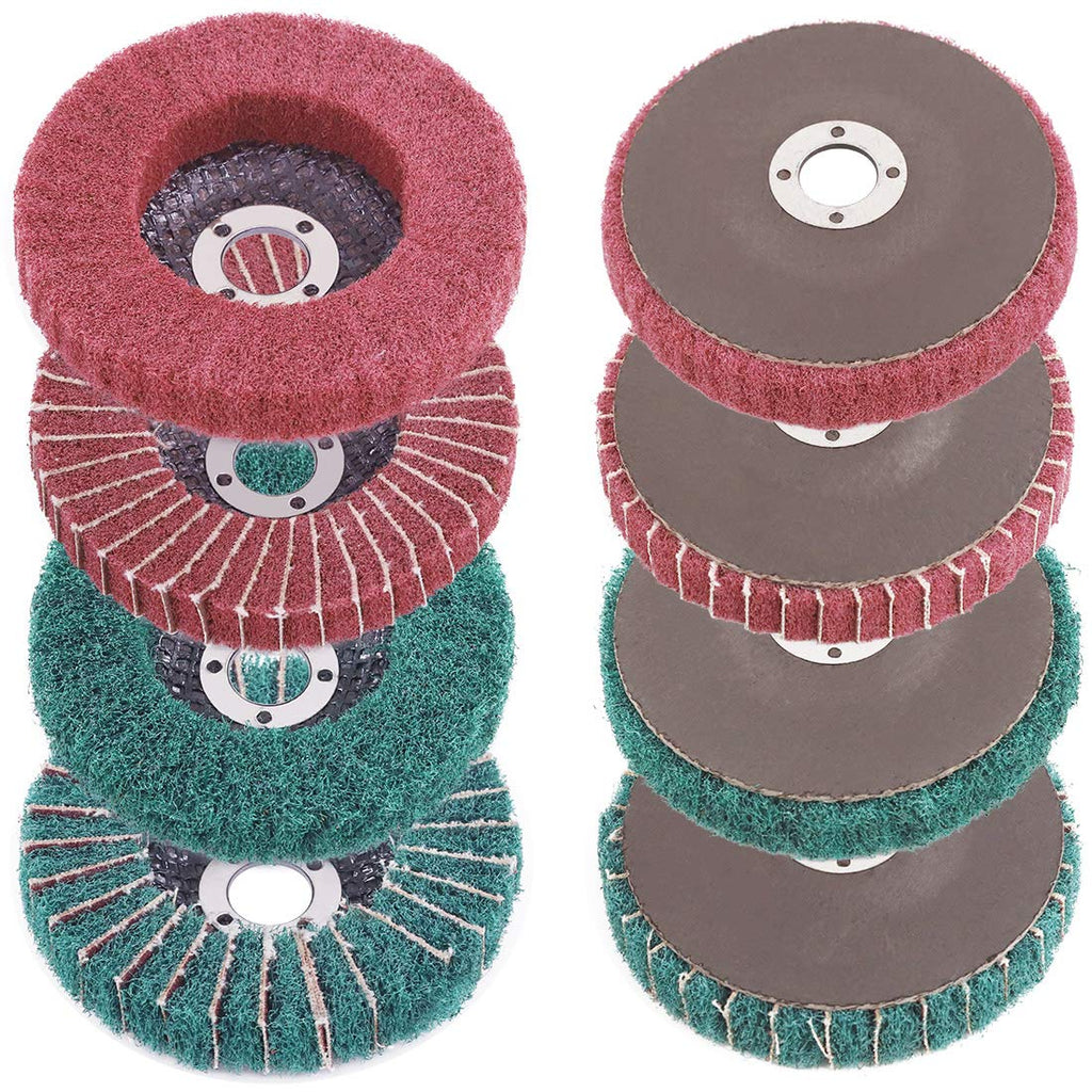 Rustark 8 Pcs 4"Nylon Fiber Flap Disc Polishing Grinding Wheel Set, Scouring pad Buffing Wheel for Angle Grinder, Abrasive Sanding Wheels, Nylon Polishing Disc Kit (120/180/240/320 Grit) 120/180/240/320 Grit - NewNest Australia