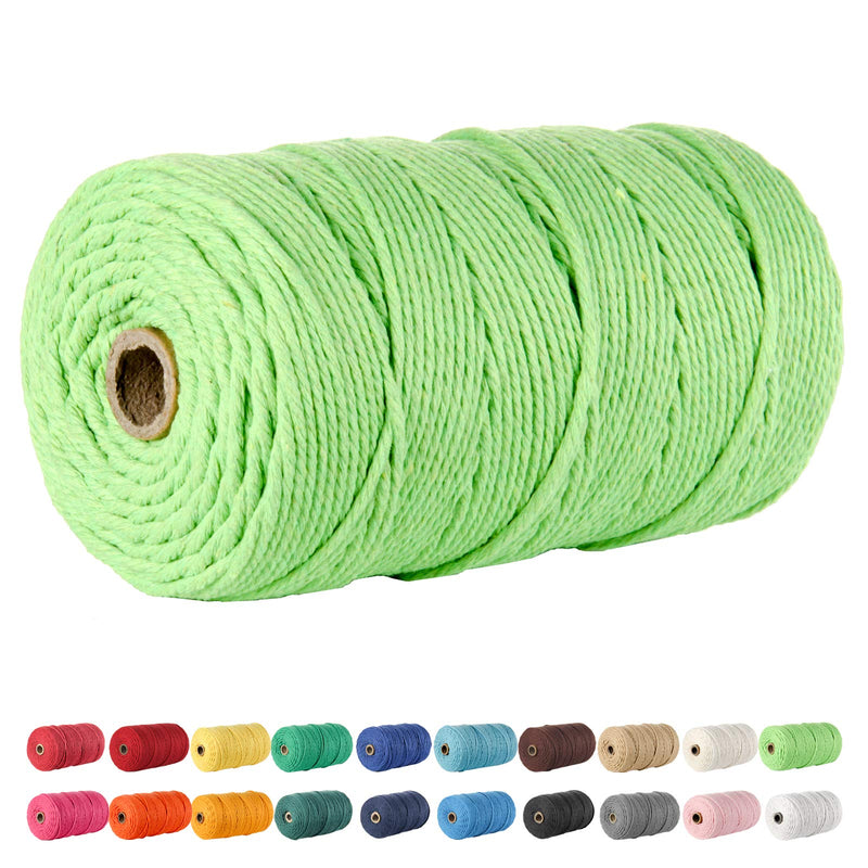 Macrame Cord, POZEAN 3mm x 220 Yards (About 200m) Cotton Rope,100% Natural Cotton Macrame Rope for Wall Hanging, Plant Hangers, DIY Crafts Knitting, Christmas Wedding Decorative Projects (Apple Green) Apple Green 3mm 220Yards - NewNest Australia