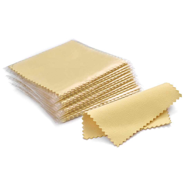 SEVENWELL 50pcs Jewelry Cleaning Cloth Yellow Polishing Cloth for Sterling Silver Gold Platinum Small Polish Cloth 8x8cm - NewNest Australia