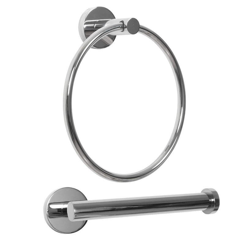 HouseAid Towel Ring and Toilet Paper Holder Set 2 Pieces Bathroom Hardware Stainless Steel Bathroom Hand Towel Holder Circle Towel Hanger Wall Mounted Polished Chrome - NewNest Australia