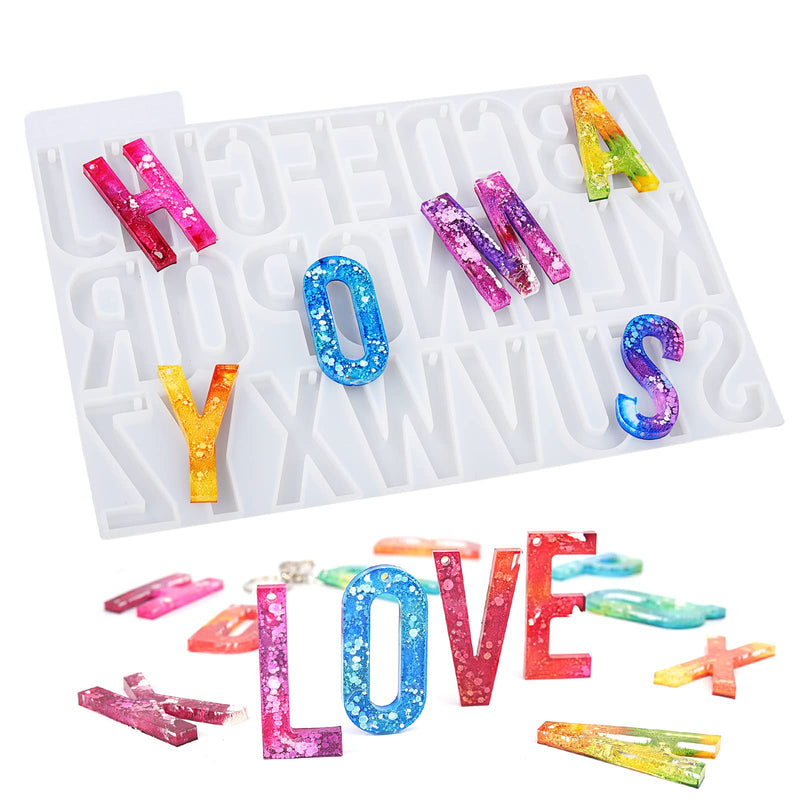 LET'S RESIN Alphabet Keychain Molds with Hole, Large Alphabet Resin Silicone Molds for Epoxy, Resin Letter Molds for Keychain Jewelry Pendant Making - NewNest Australia