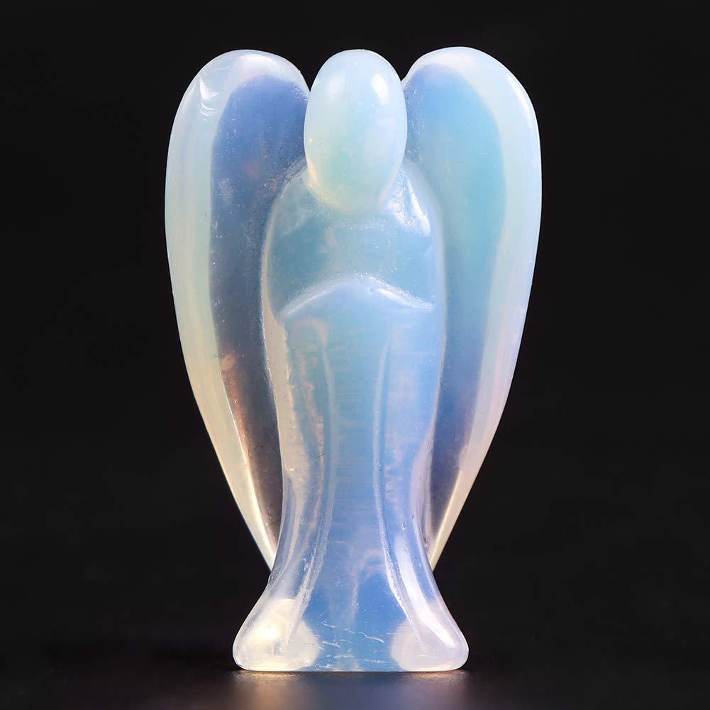 NewNest Australia - Artistone 2.0" Opalite Angel, Hand Carved Gemstone Fine Art Sculpture, Reiki Healing Stone Statue，Attract All The Aura Around 