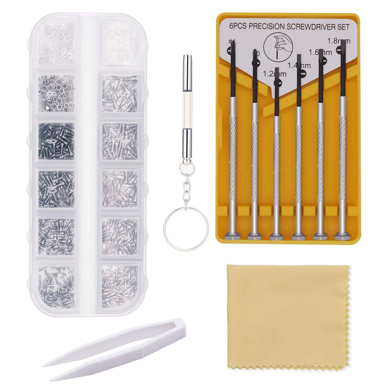 Eyeglass Repair Kit, Glasses Repair Tools with Glasses Screws, Precision Screwdriver kit, Cleaning Cloth and Tweezers, Suitable for Eyeglass, Mobile Phones, Watches - NewNest Australia