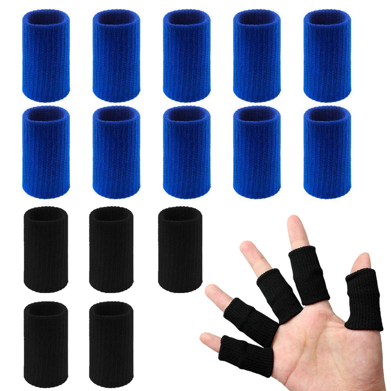 20 PCS Finger Sleeves Protectors, Sport Finger Sleeves Finger Splints Thumb Finger Brace Support Elastic Thumb Sleeves for Relieving Pain Arthritis Trigger Finger(Blue Black) Blue,black - NewNest Australia