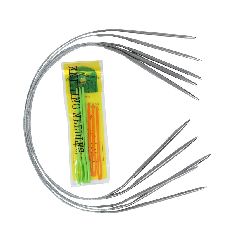 KnitPal 16-inch(40cm) Metal Circular Round Knitting Needles Set of 5, Smooth Unbreakable Ergonomic, (Free Patterns), US Sizes 4,5,6,7 and 8 (3.25, 3.75, 4, 4.5 and 5mm) 16 inches, set of 5 - NewNest Australia