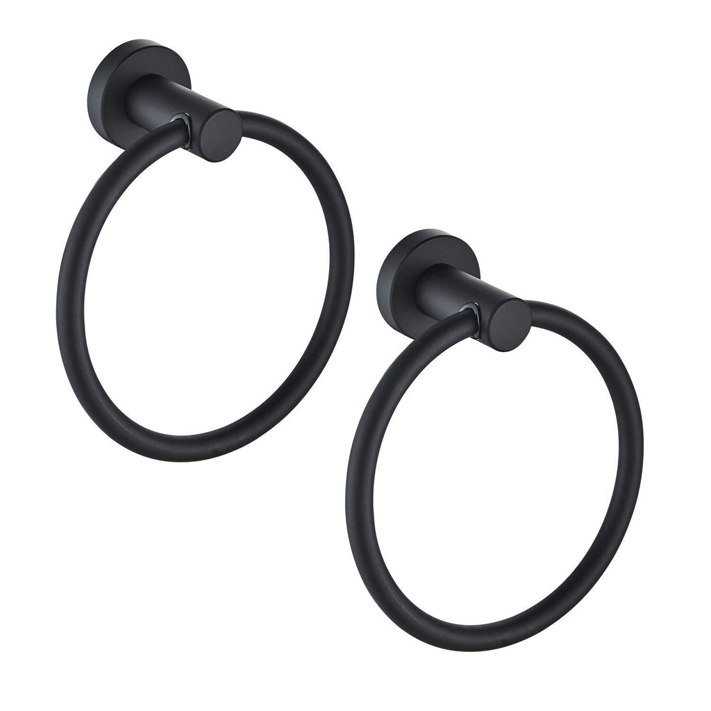 MARMOLUX ACC Towel Holders for Bathrooms Black Hand Towel Ring Bathroom Hardware Wall Towel Rack Black Bathroom Decor Simple Round Towel Hanger Stainless Steel Rustic Matte Black, Pack of 2 - NewNest Australia