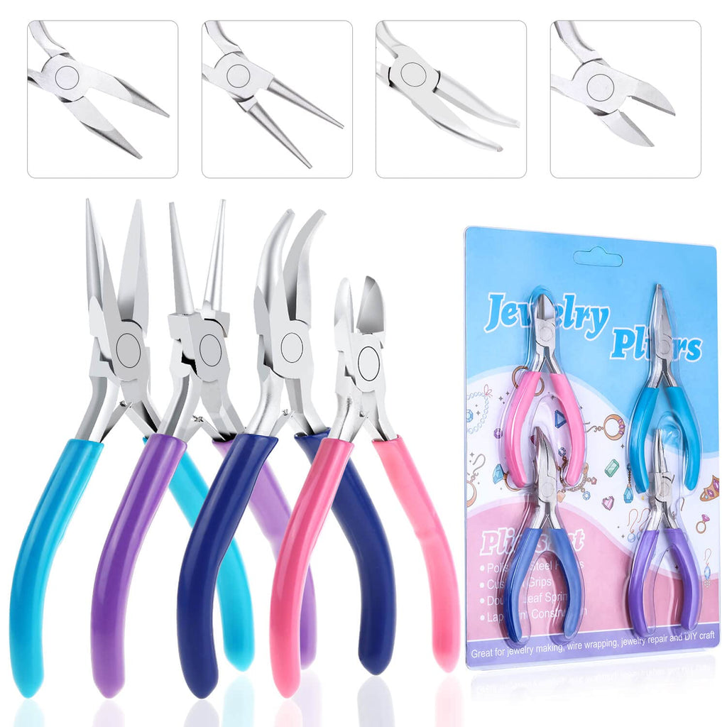 Jewelry Pliers, Shynek 4pcs Jewelry Making Tools Kit with Needle Nose Pliers/Chain Nose Pliers, Round Nose Pliers, Wire Cutters and Bent Nose Pliers for Crafts, Wire Wrapping, Jewelry Making Supplies - NewNest Australia