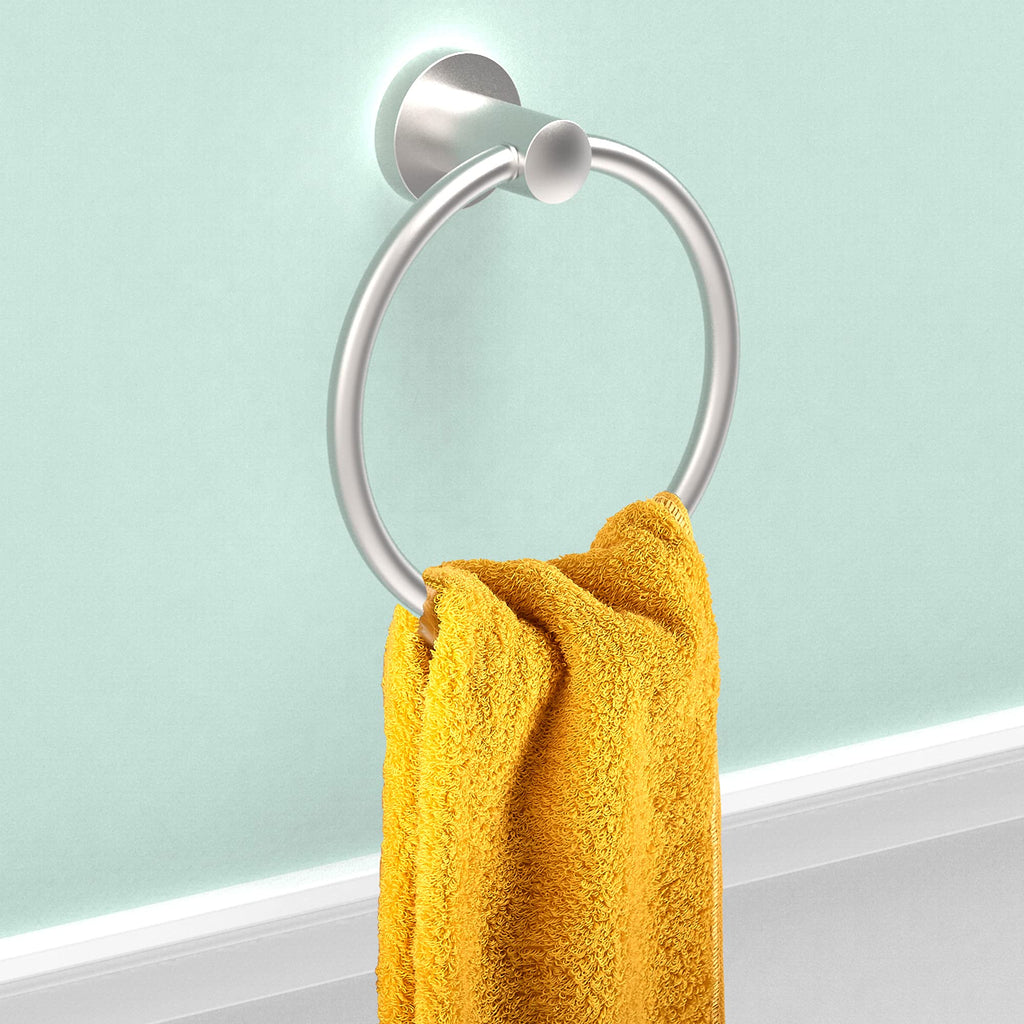 Rust-Proof Minimalist Towel Ring for Bathroom, Kitchen Dishcloth Holder, Stainless Steel Constructed Heavy Duty Bathroom Accessories, Brushed Nickel 1 Pack - NewNest Australia